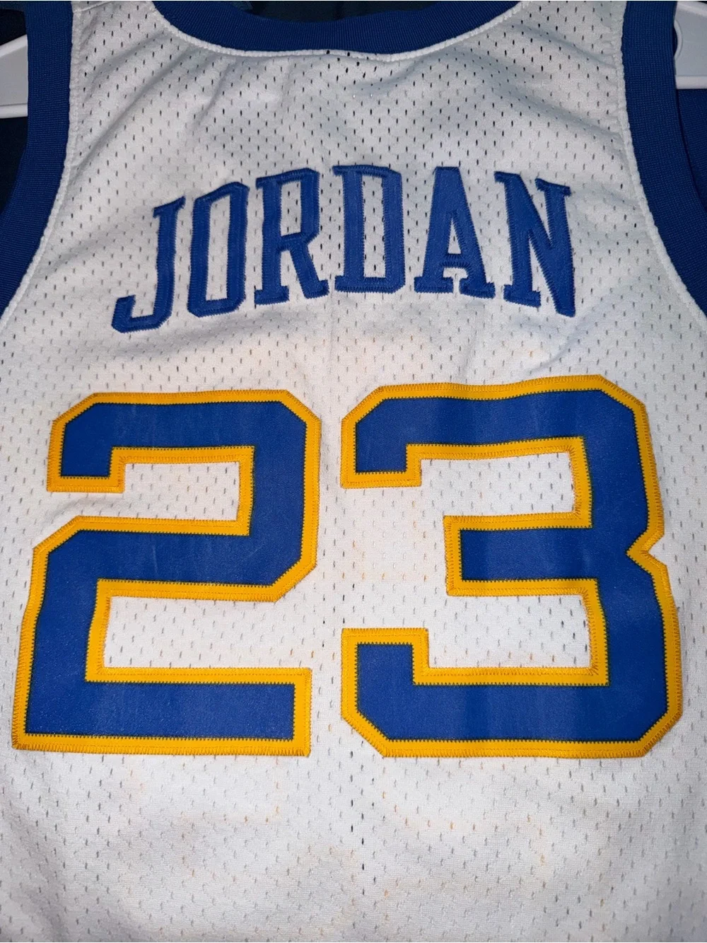 Jordan White, Blue & Yellow Laney #23 Basketball Jersey